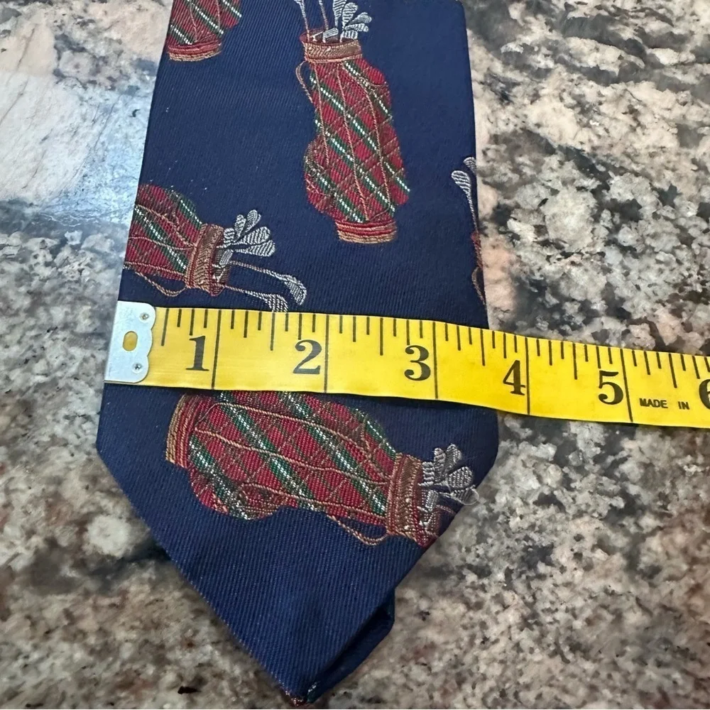 Robert Talbott Navy Tie with Golf Bag Artsy